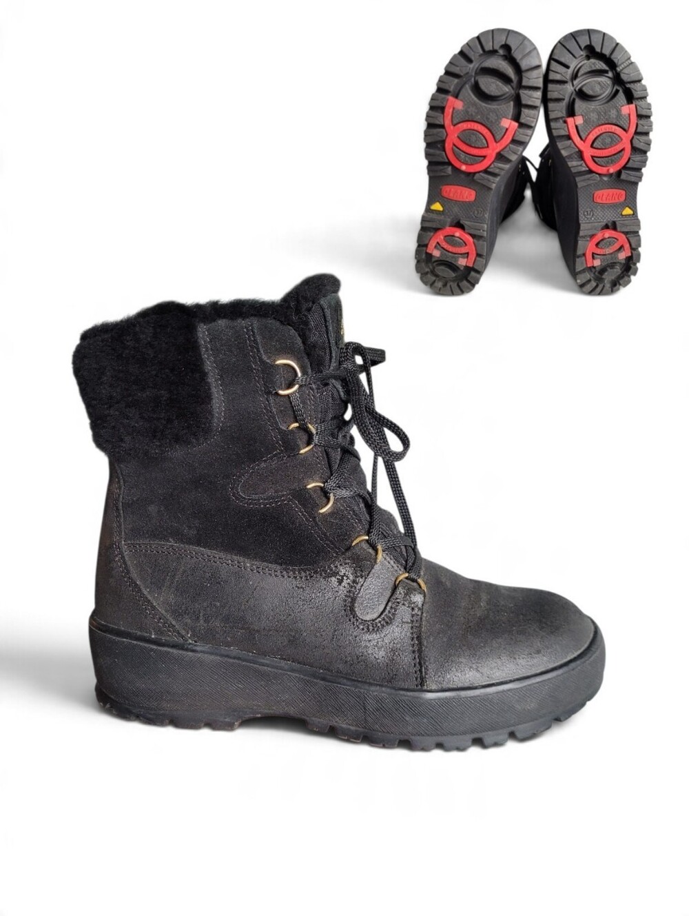 Olang Pomona Waterproof Leather Ankle Booties With Cleats Black 37 6-6.5